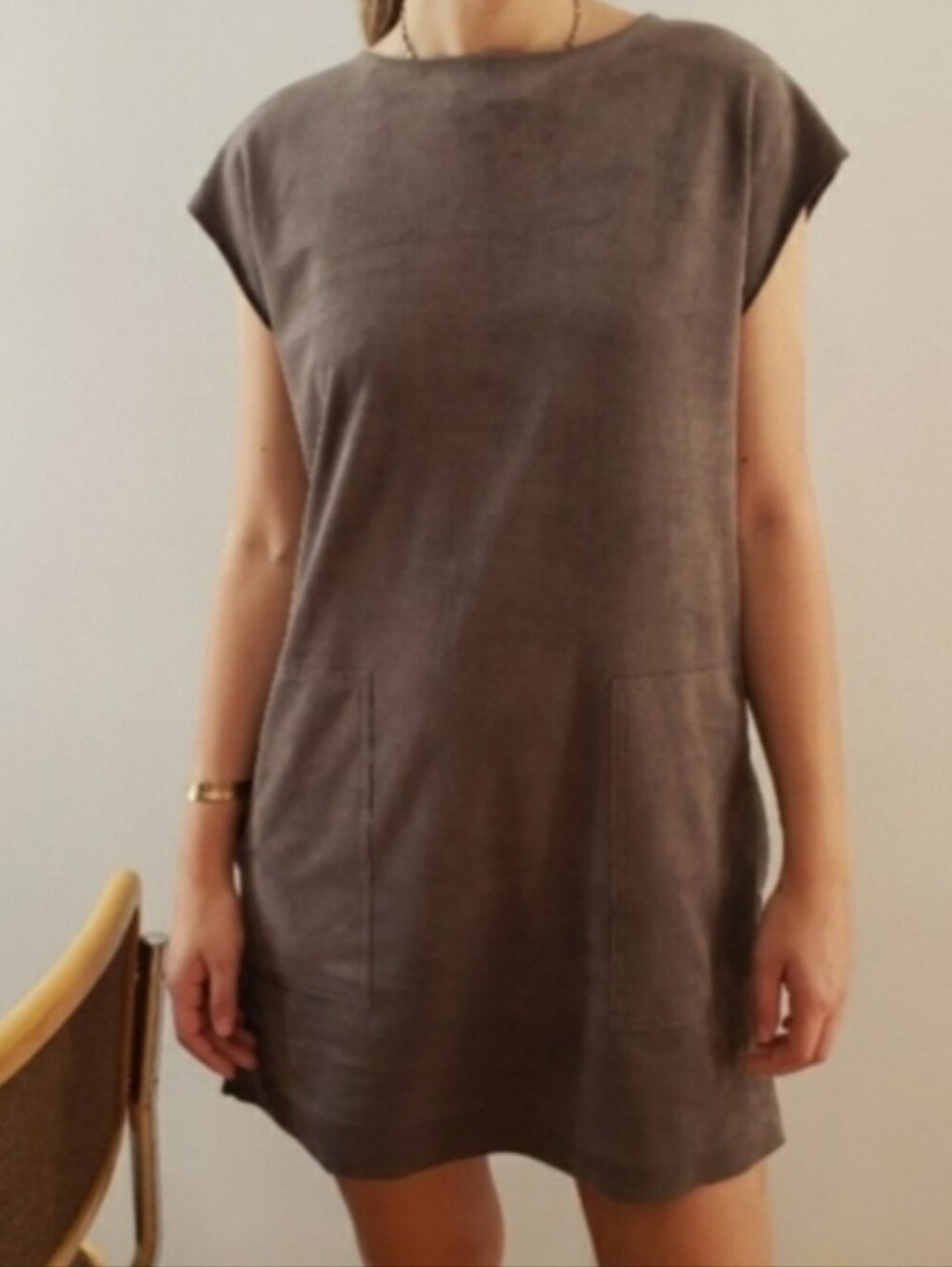 Aritzia Wilfred Free brown Nori faux suede minamilist dress